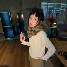 YX女童2026秋款韩版毛衣马甲儿童肌理感简约叠穿无袖针织背心