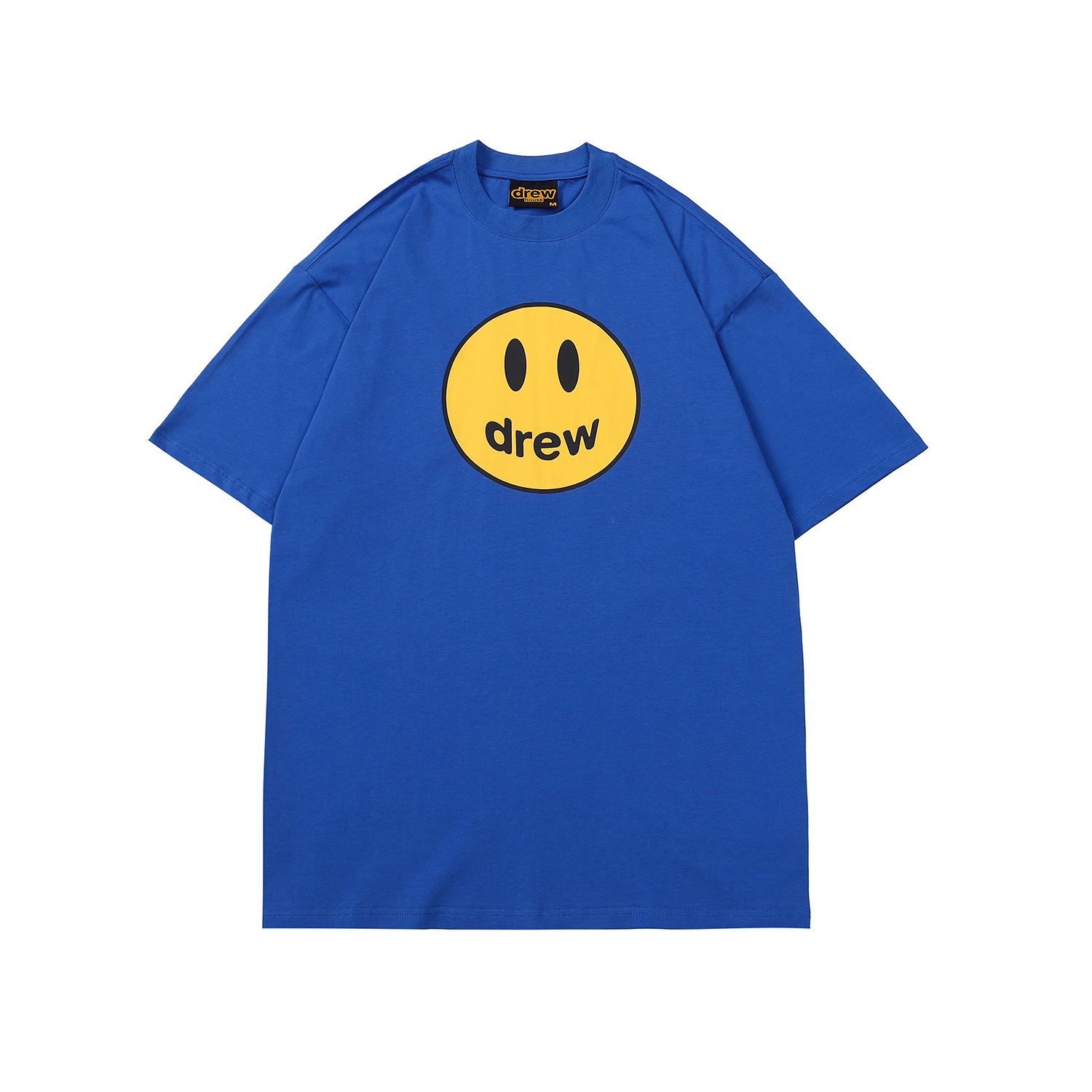 Drew Smiley Face Double Yarn Fabric Short Sleeve Justin Bieber Same Style High Street Loose Style Unisex T-shirt