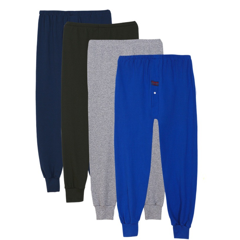 New Style Pure Cotton Men's Straight-Leg Thermal Pants, Men's Loose-Fit Thermal Pants, High-Waisted Oversized Straight-Leg Thermal Pants with Buttons