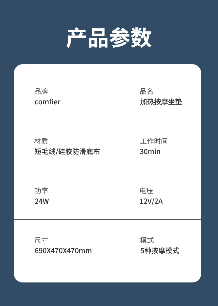 Cross-Border Car-Mounted Electric Massage Cushion Neck Shoulder Waist Back Massager Heated Massage Car Seat Cushion
