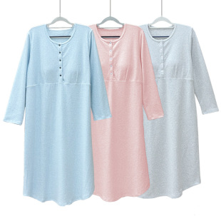 New Colored Cotton Front Buckle Pregnant Women's Skirt Casual Home Clothes Pregnancy Nursing Loose Nightdress dress