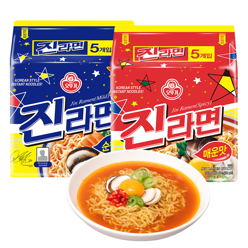 South Korea imported tumbler gold ramen 120g * 5 packs of spicy real ramen instant noodles boiled noodles Korean instant noodles