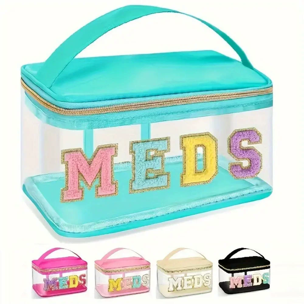 Водонепроницаемая косметичка Amazon с вышивкой, прозрачная, из ПВХ, с буквами, для путешествий, большая вместимость