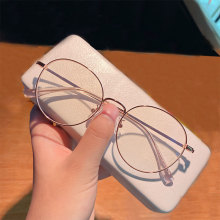 2021复古简约金属眼镜框时尚圆形大框眼镜架潮流开球可配镜平光镜