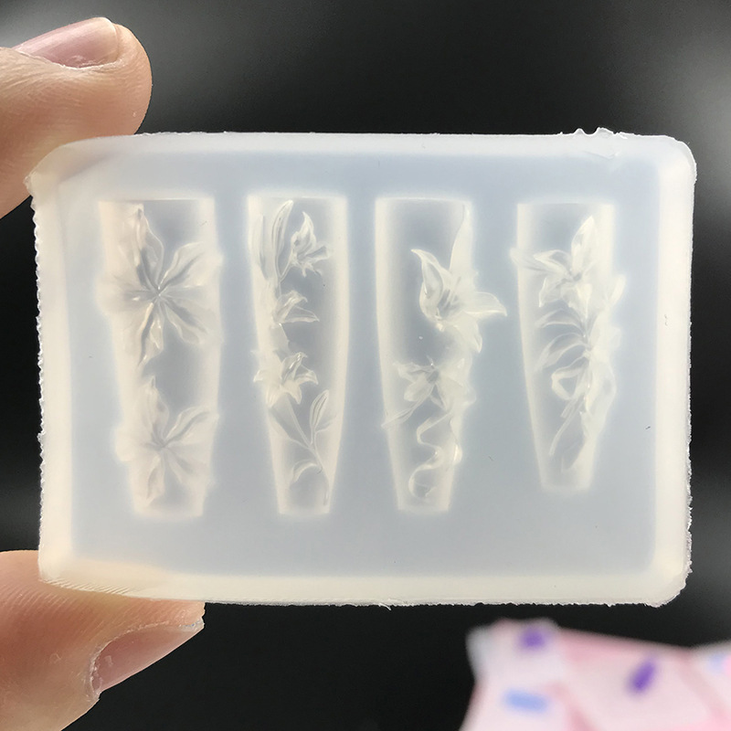 高透明度の甘いユリの花ネイルアートモールド手作り DIY 接着剤フィルムネイルデコレーション高温耐性シリコーンツール|undefined