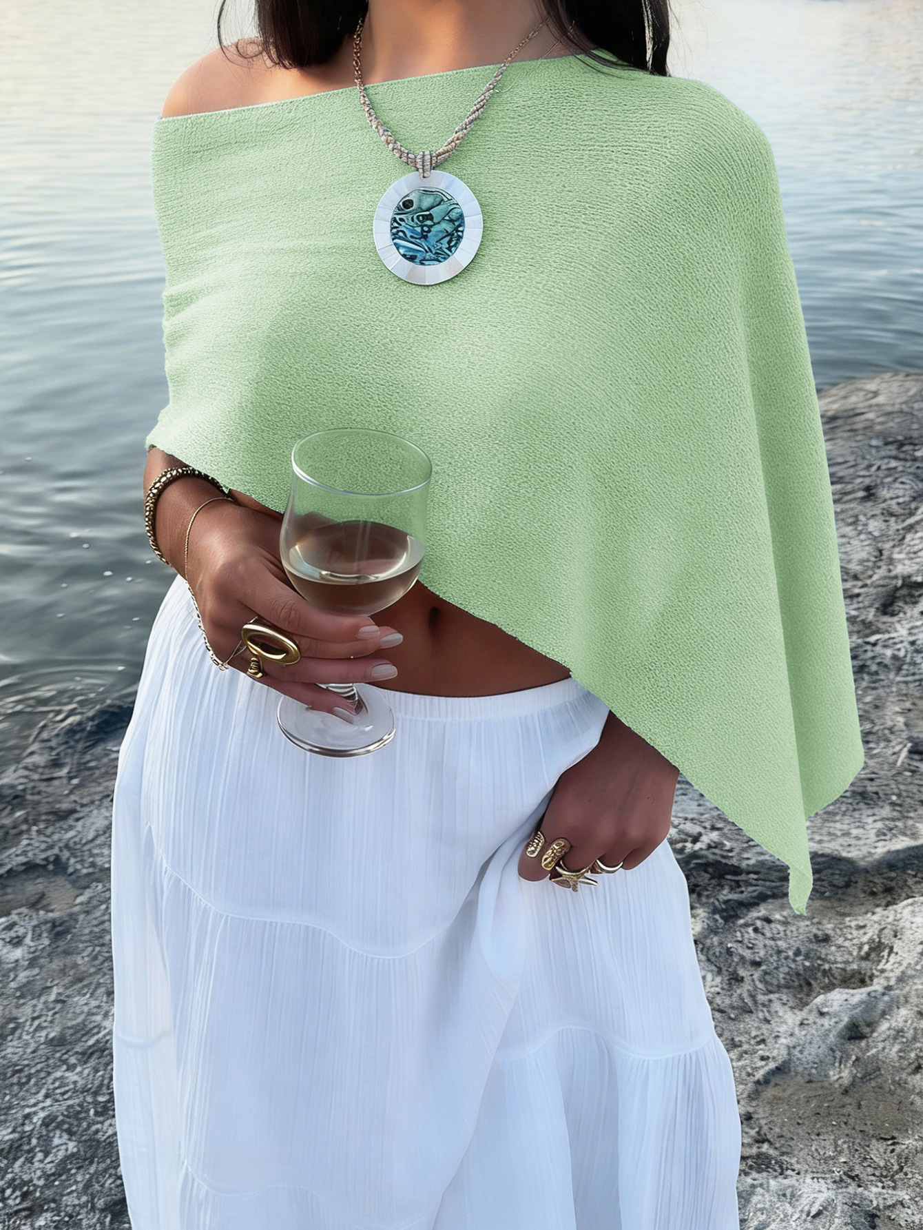 Breathable Knitted Boho Chic Cape Top For Women - Lightweight Summer Cover-Up With Sheer Elegance (S/M/L/XL) - Casual Beachwear & Daily Layering_voghion.com