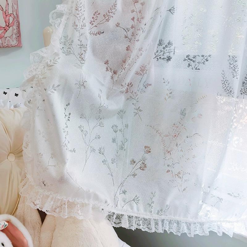Curtain Half Curtain Bedroom Blackout Velcro Lace Balcony Decorative Curtain Door Curtain Room Layout Girl's Heart