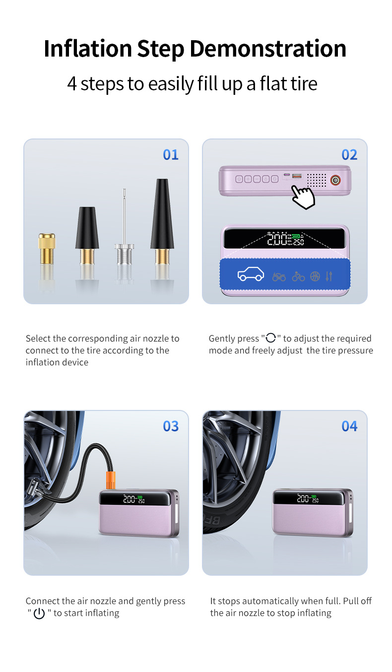【N33】Cross-Border Car Emergency Starting Power Supply, Air Pump, Integrated Power Supply, Multi-Functional Portable Battery Ignition