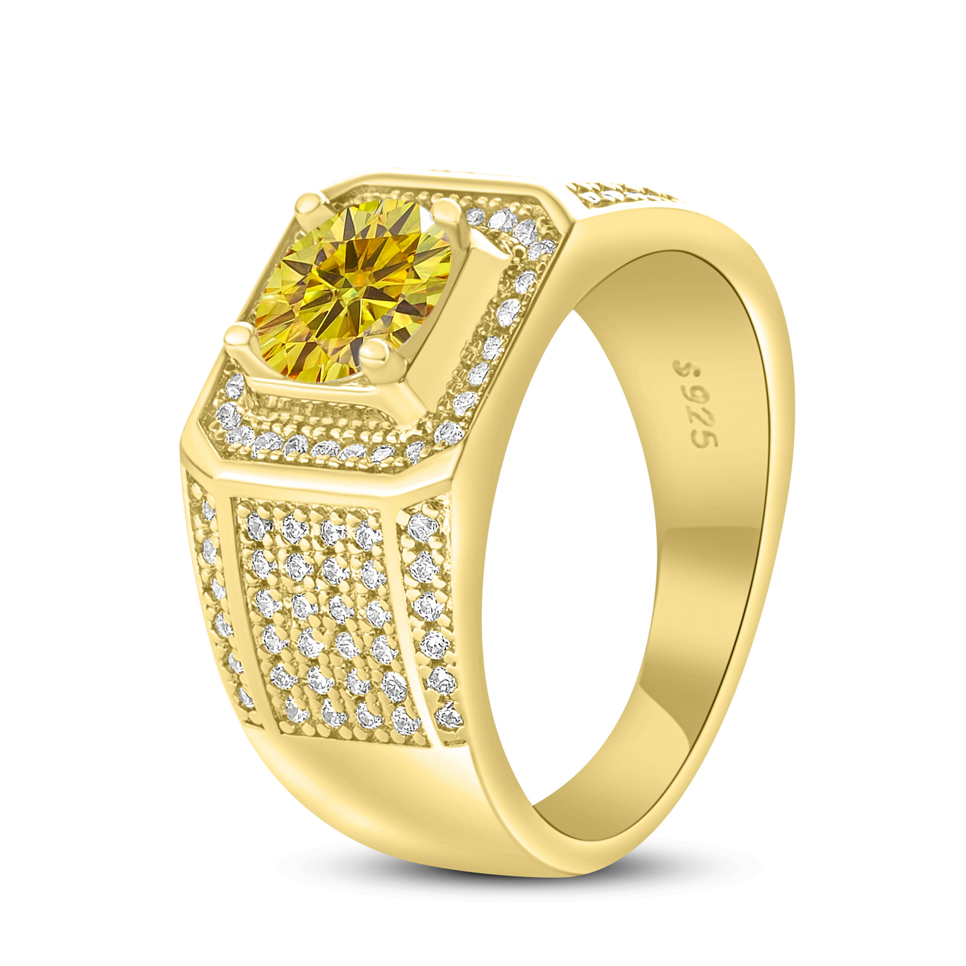 Anillo de hombre de plata esterlina 925 1 quilates de piedra de mosaico anillo de hombre chapado en oro atmósfera para enviar a los fabricantes de novio en stock al por mayor