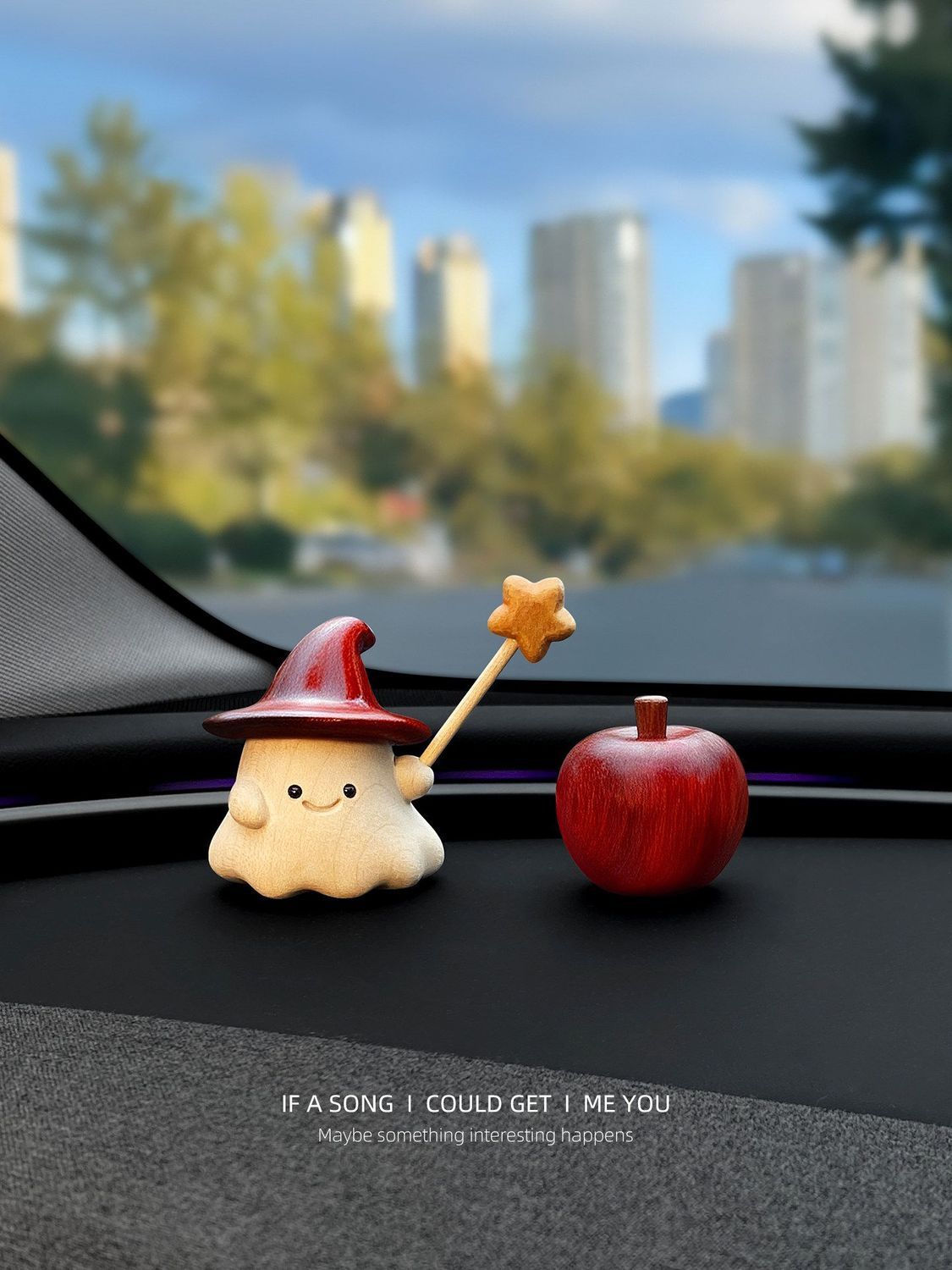 Car Ornament [Cast a Magic Spell for a Safe Journey] Screen Center Console Decorative Interior Accessory