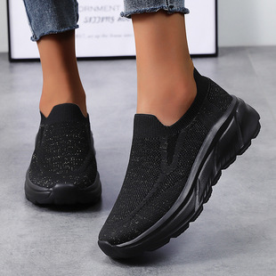 Spring and Autumn New Flying Woven Thick-soled Women's Shoes Solid Color Fashion All-match Casual Sports Women's Shoes