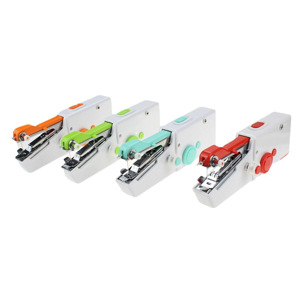 Цветная миниатюрная электрическая швейная машинка для домашнего использования, портативная, карманного размера, полуавтоматическая, с ручным управлением.
