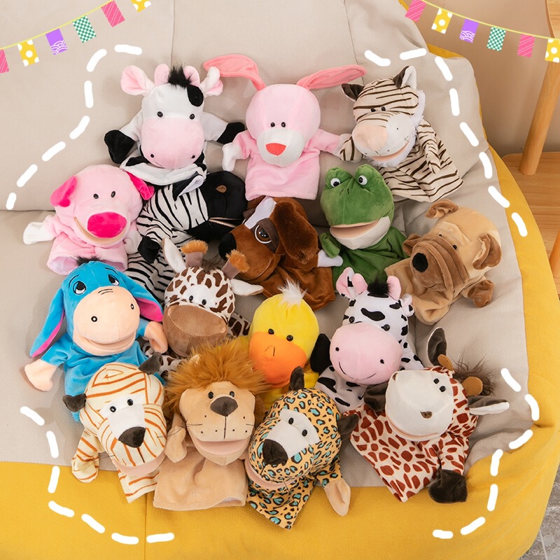 Ventriloquist Hand Puppet Plush Toy Animal Parent-Child Interactive Glove Kindergarten Storytelling Performance Can Open Mouth