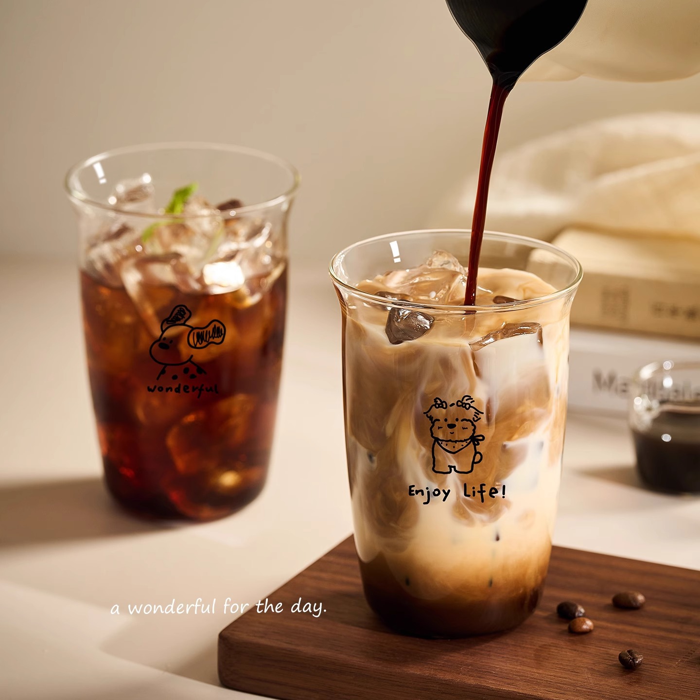 High-value glass coffee cup cartoon cute home milk cup office high…