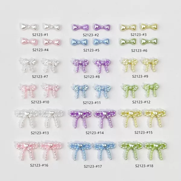 Mini Pearlescent Ribbon Bow Nail Art Jewelry Macaron Imitation Pearl Bow Tie Resin Diamond DIY Nail Accessories