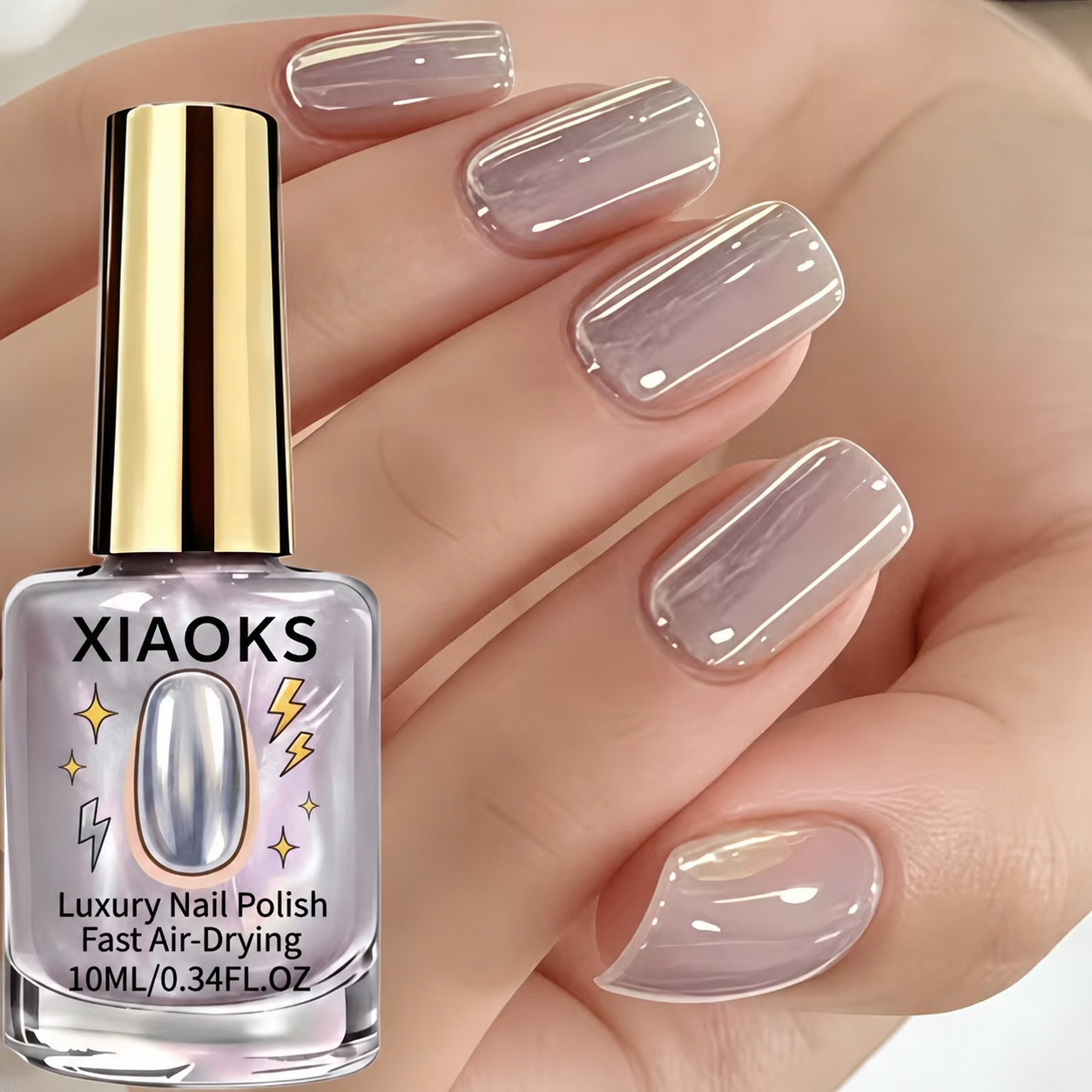 XIAOKS Cross-Border Light Purple Opal Glazed Nail Polish 10ml Quick-Dry No-Bake Long-Lasting Color Fixation Direct Sale from Foreign Trade Factory
