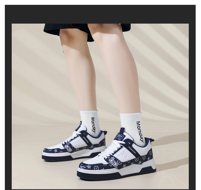 Giày sneaker nam da nhân tạo phối màu, đế bằng gót thấp 1–3 cm, dây buộc — Màu trắng màu cachi, Xanh trắng, Đen trắng chi tiết 17