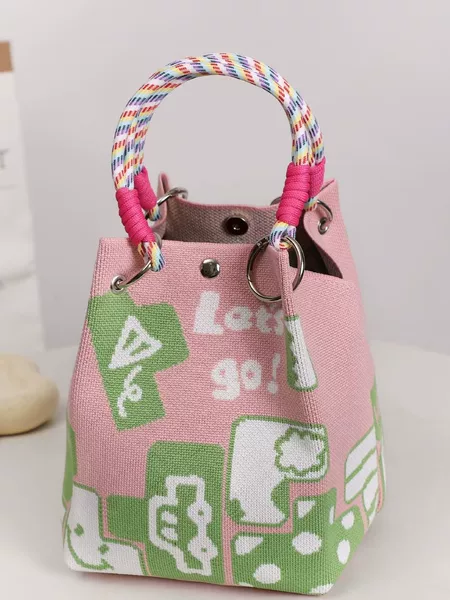 Cross-Border Popular Woven Ring Buckle Bag, Knitted Bag, Three-Dimensional Magnetic Buckle Handbag, Hand-Held Bag, Clutch Bag, New Woven Style