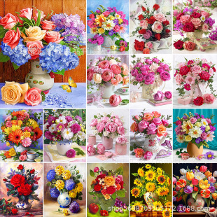 5D diamond painting diy full diamond rose potted flower diamond painting cross-border wholesale factory direct a generation of hair