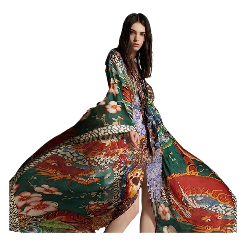 Camisa de playa Kimono Cardigan Ropa de vacaciones Bikini Camisa solar Transfronteriza Amazon 1D148