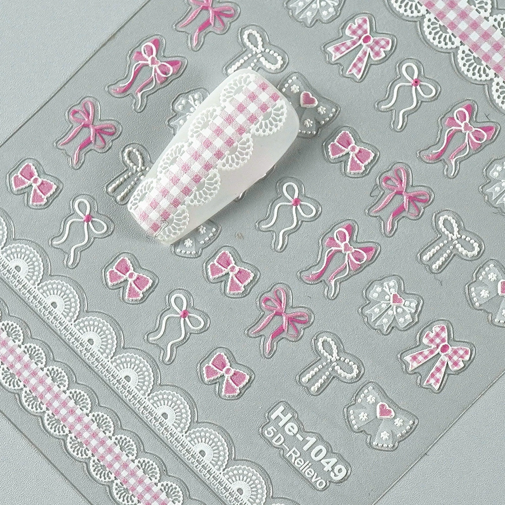 Redanco новый 5D рельефный розовый бант ракушка легкий маникюр наклейка стерео наклейка для ногтей He-1050