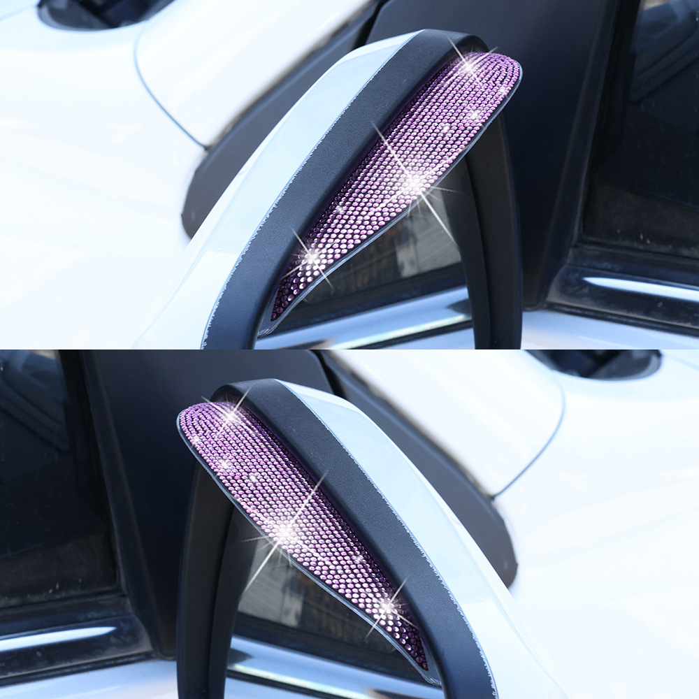 Qìchē – Rain shield Rain Eyebrow Rearview - rhinestone-rain-eyebrow-pink-diamond-1-pair
