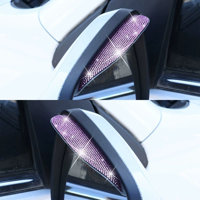 Rain shield rain eyebrow rearview mirror car - rain-eyebrow-with-drill-pink-drill-1-pair
