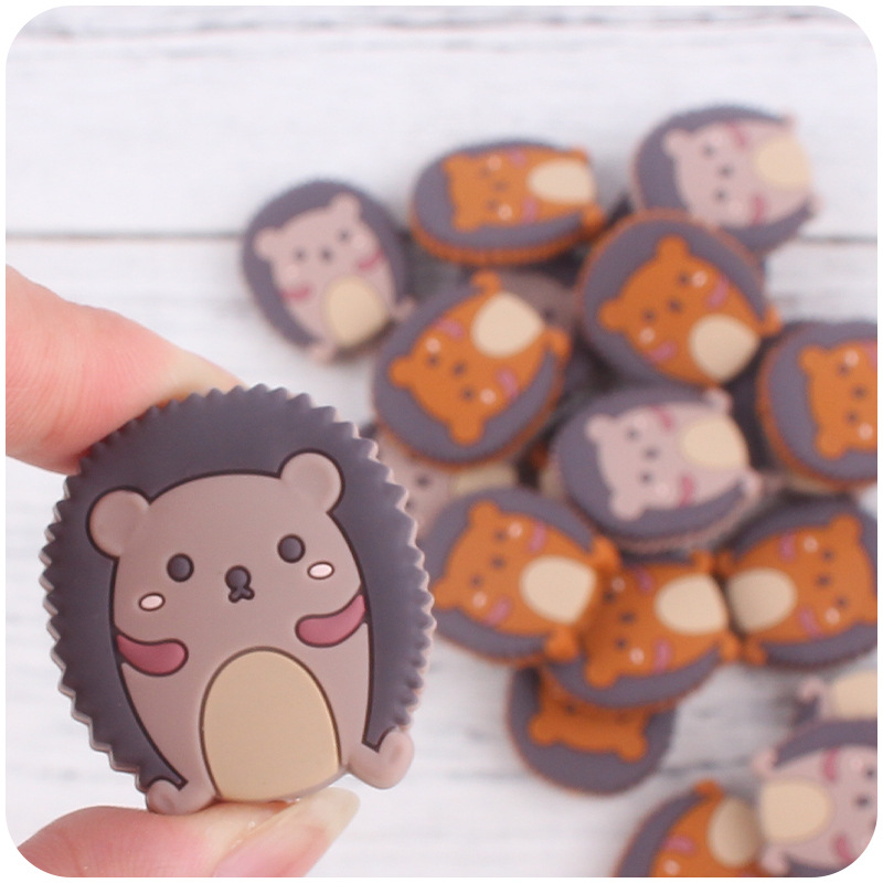 Nuevo bebé de la historieta silicona erizo pequeño mordedor bebé DIY creativo chupete cadena pulsera accesorios juguete