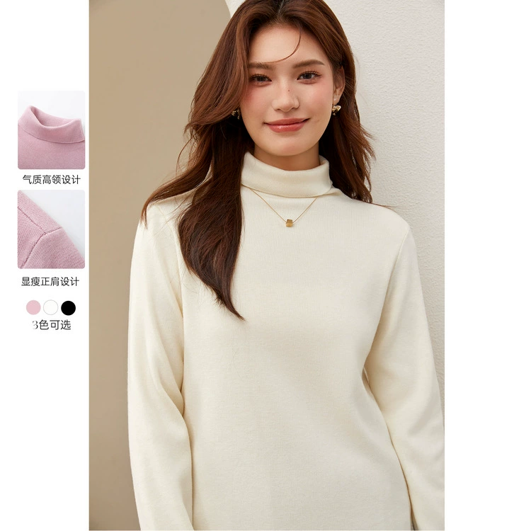 [Простой и дикий] Тонкий и красивый большой размер женской одежды на внешнем носке мягкий водолазка толстый мм осенний QJ3633