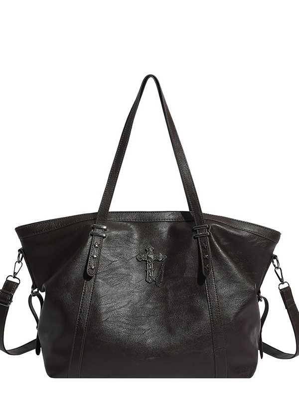 Bolsa de moda retro de gran capacidad simple de textura sólida de alta calidad, bolso de brazo de mujer de todos los días.