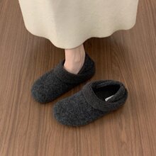 冬日慵懒风~绒面复古翻毛乐福豆豆棉鞋女两穿厚底毛毛鞋女冬外穿