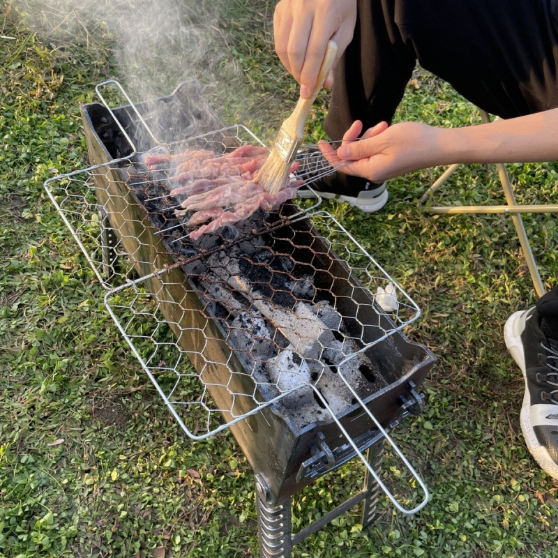 horno de barbacoa al aire libre carbón parrilla de barbacoa plegable portátil horno de barbacoa sin humo carbono asado horno de acero al carbono extra grueso