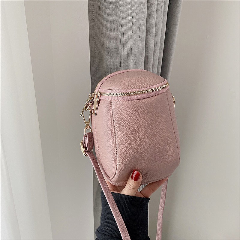 294g Weight Polyester Lining Material Sewing Thread Fashion Element Zipper Closure Type Single Shoulder Strap Strap Type Crossbody Bag Bags Type Casual Occasion Genuine leather Material Solid Color Pattern All Seasons Season Women's Gender Streetwear Style Shell Shape Women's Solid Color Genuine Leather Sewing Thread Zipper Phone Wallets 25