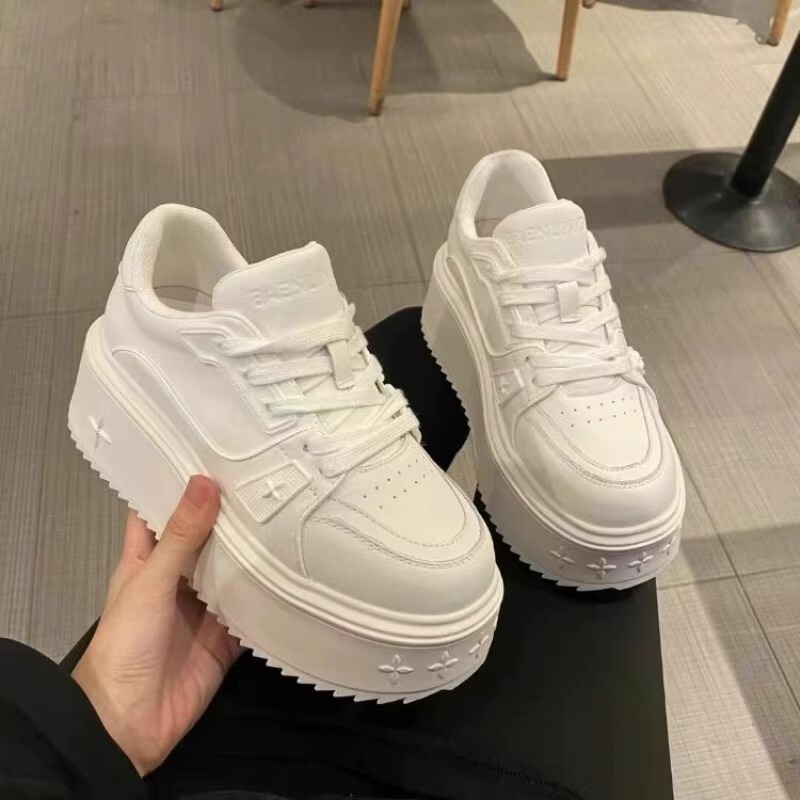Zhao Lusi's Same Style Height-Increasing 6cm White Sneakers for Women, 2026 New Thick-Soled Versatile Sneakers, High-Heeled Casual Shoes