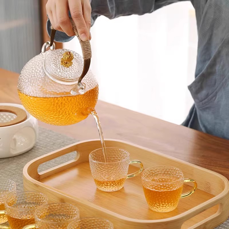 陶瓷底座温茶炉 中式加热保温玻璃水果花茶壶 餐厅酒店蜡烛温茶