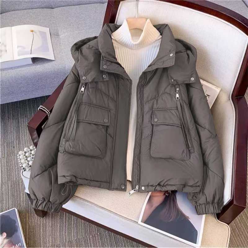 Thickened Hooded Zipper down Cotton Outwear for Women in Autumn and Winter Large Size Fat mm Small Loose Slimming Look Top Jacket Thickened Hooded Zipper down Cotton Outwear for Women in Autumn and Winter Large Size Fat mm Small Loose Slimming Look Top Jacket