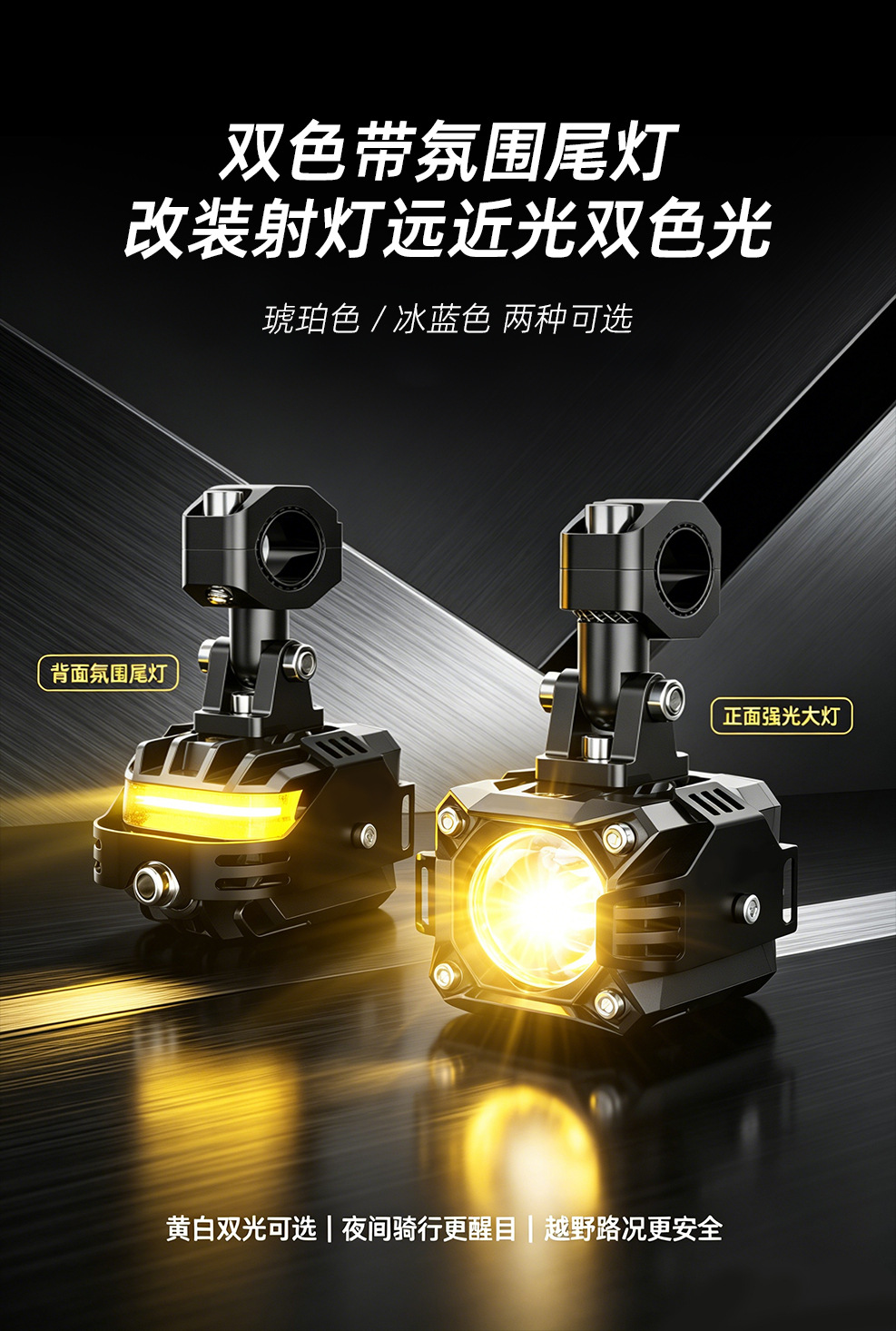Motorcycle LED Spotlight, Electric Vehicle High-Low Beam Lens Headlight, External Super Bright Road Illumination Spotlight