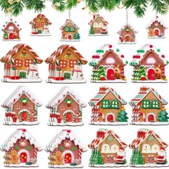 ジンジャーパイの家の装飾の木製のクリスマスツリーの装飾のジンジャーパイの家の装飾の木の小屋のペンダントはクリスマスの休日のパーティーに適しています。