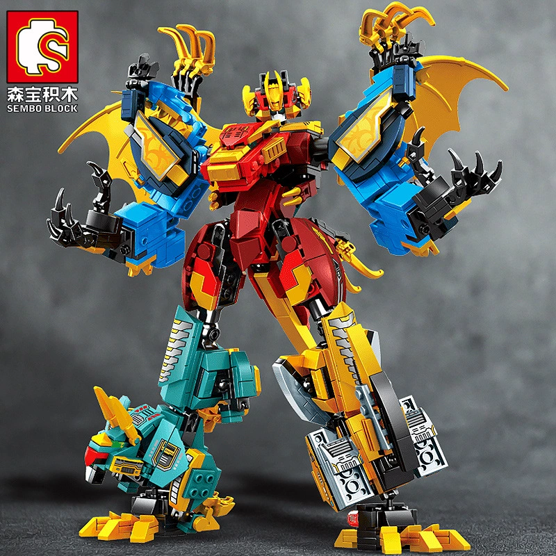 Конструктор Lego transformer Shijang 4‑в‑1 робот→динозавр, комбинированный набор, 475–534 шт.