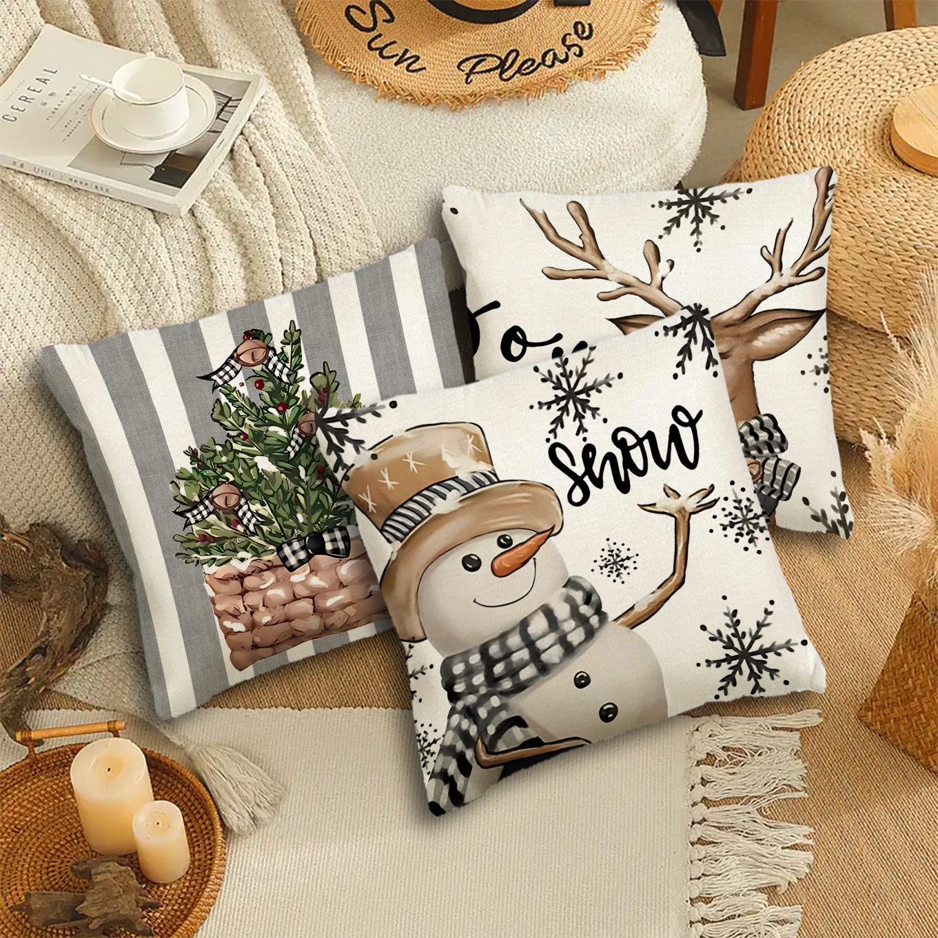 Amazon Navidad almohada cubierta de comercio exterior transfronterizo Santa Claus árbol de Navidad sala de estar decoración sofá cubierta de cojín