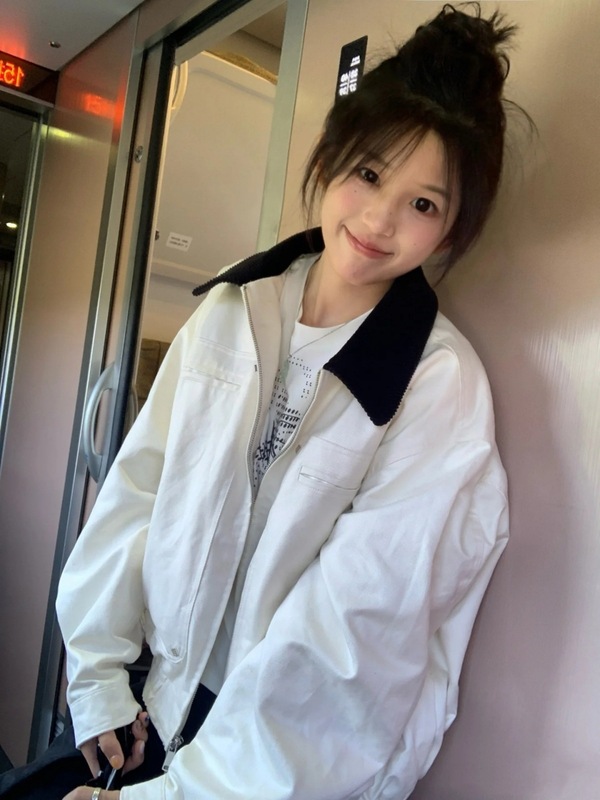 Beautget球季新款美式复古撞色翻领夹克男女同款简约百搭外套潮|undefined