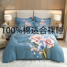 批发全棉四件套100%新疆棉大版高支高密纯棉被套床单笠礼品团购