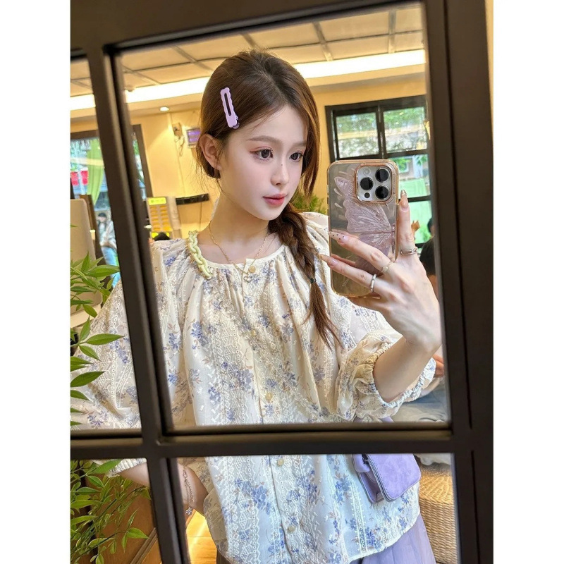 보라색 꽃무늬 상의 [꽃선택] 좋은 품질