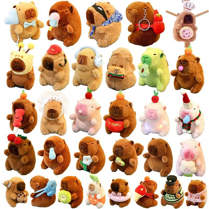 网红爆款跨境卡皮巴拉佛系小挂件水豚毛绒钥匙扣抓机娃娃卡皮巴拉