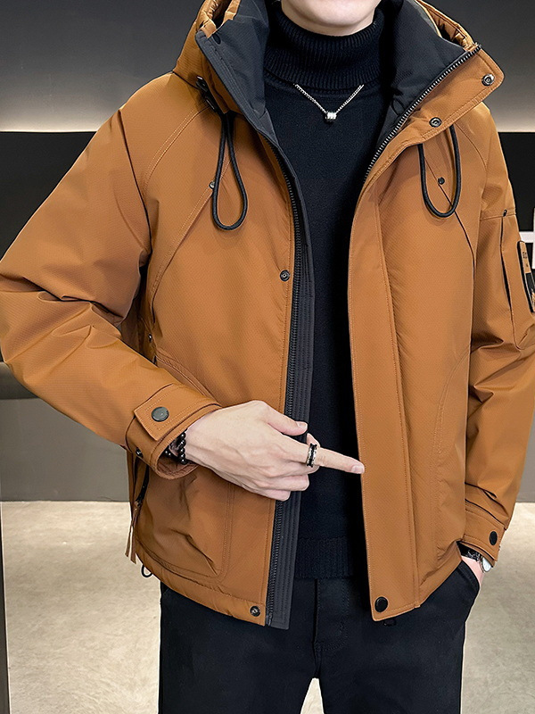 New national standard 50 velvet men's down jacket 2024 winter thick warm loose men's hooded duck down jacket