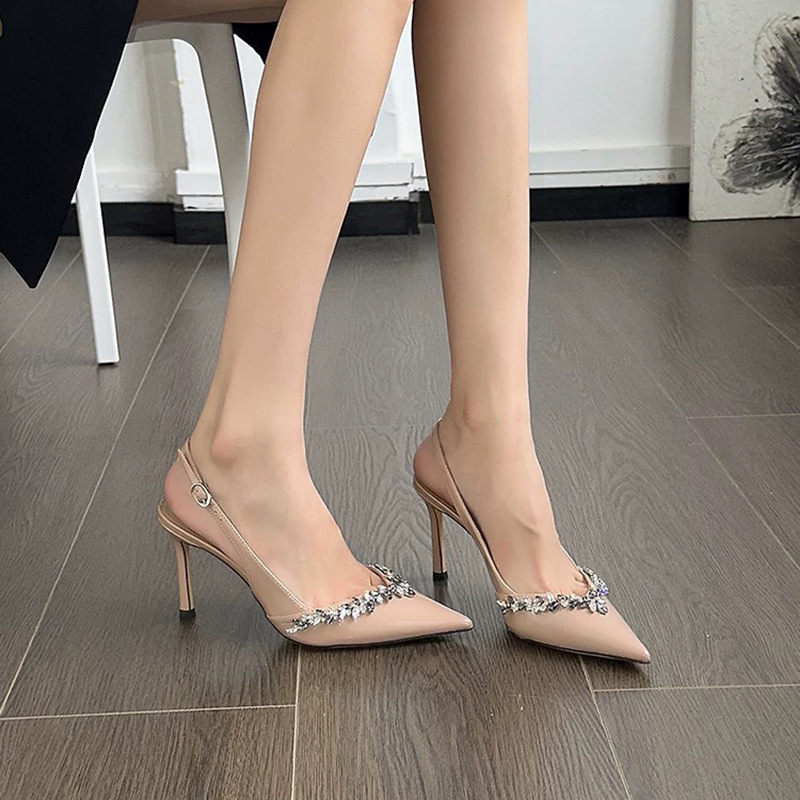 2026 New French-Style Nude Rhinestone Stiletto High Heels, Feminine and Sexy Pointed-Toe Strappy Sandals 2026 New French-Style Nude Rhinestone Stiletto High Heels, Feminine and Sexy Pointed-Toe Strappy Sandals