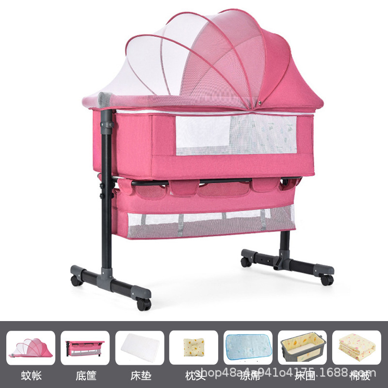 Cama multifuncional para recién nacidos, cama grande, cama para bebés, cuna plegable, elevación móvil y portátil image 23