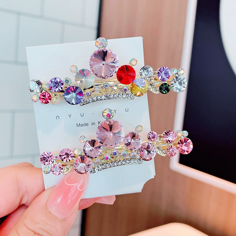 Корейская версия crystal headgear кристаллическая корона заколка для волос декоративная карточка женская стразы боковой зажим клип ласточки сзади головы взрослый