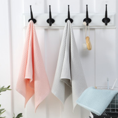 隆利毛巾純棉華夫格毛巾家用蜂窩紋面巾純色透氣柔軟洗臉巾可刺繡