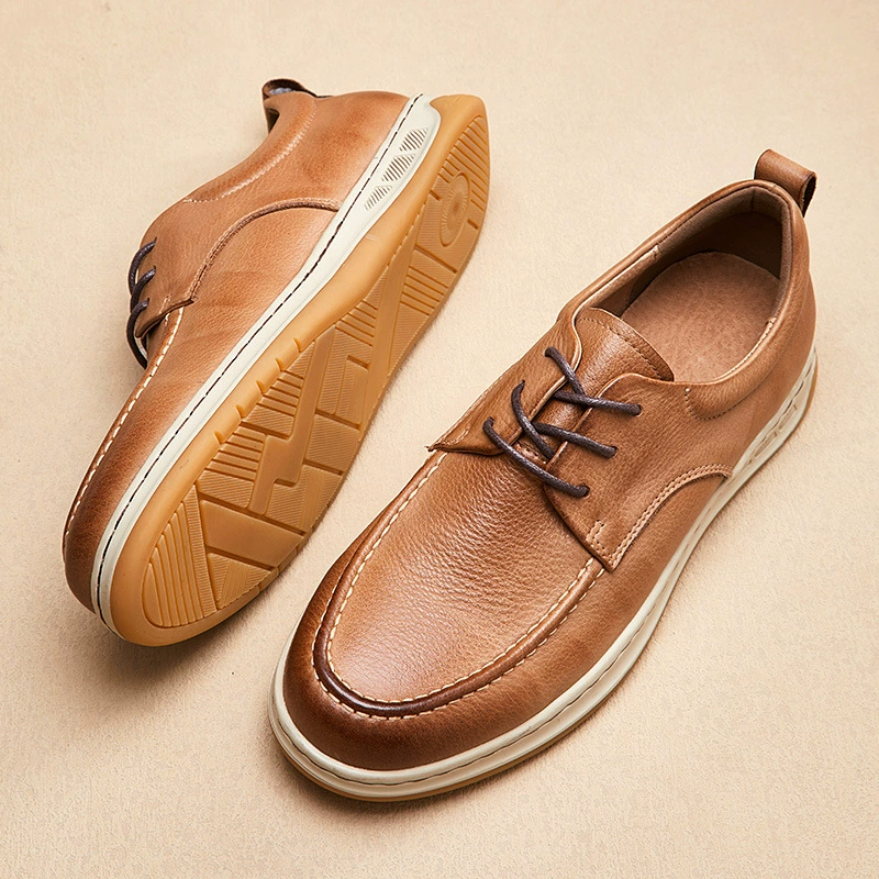 Весенняя и осенняя новая мужская обувь мода ретро дикая доска обувь дышащая мужская повседневная кожаная обувь мягкая подошва открывная обувь